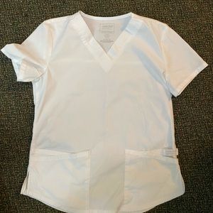 White scrub top